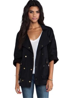 Current Elliott Infantry Jacket Washed Black Womens Size 1 Small Cotton Utility